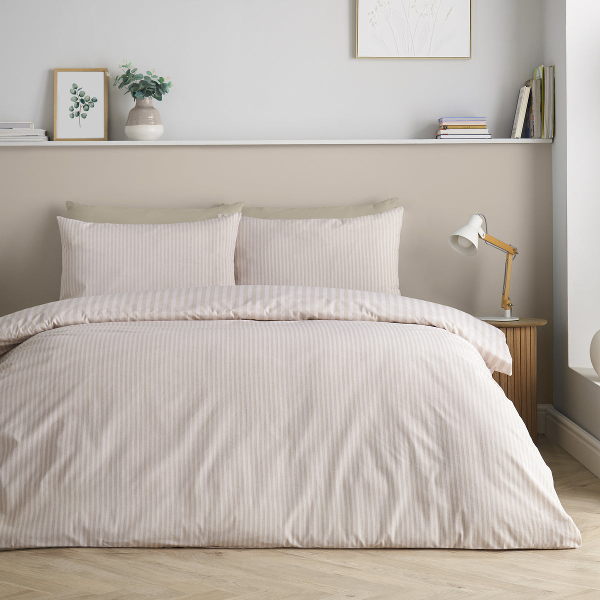 Epping Textured Stripe Natural Duvet Set