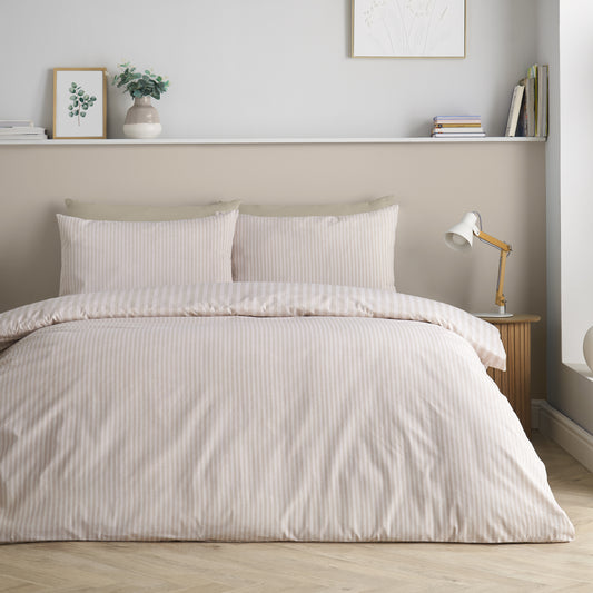 Epping Textured Stripe Natural Duvet Set