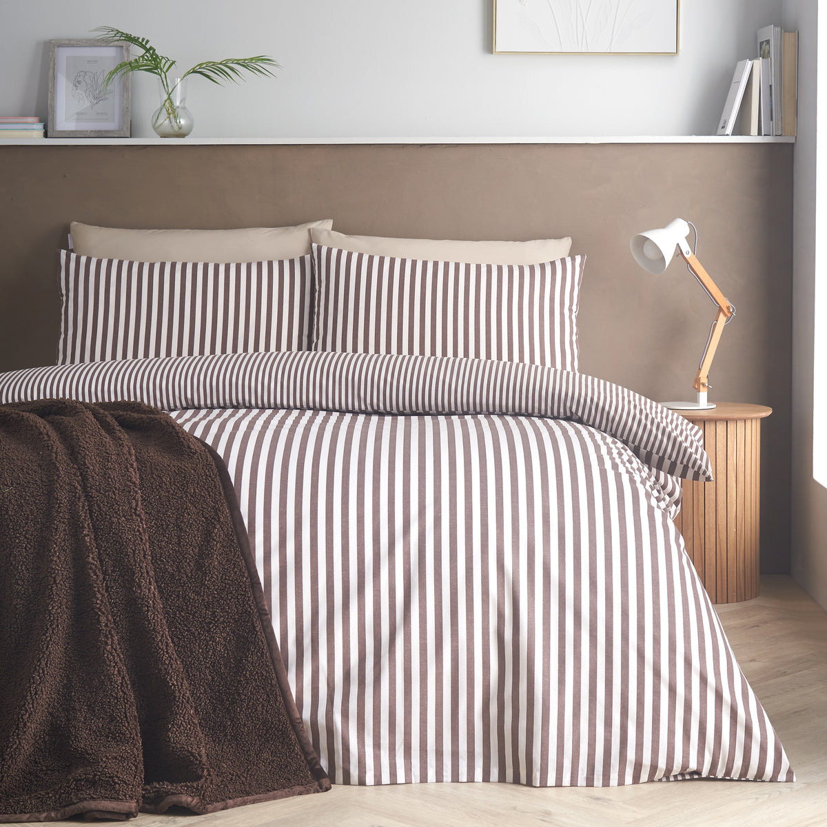 Epping Textured Stripe Chocolate Duvet Set