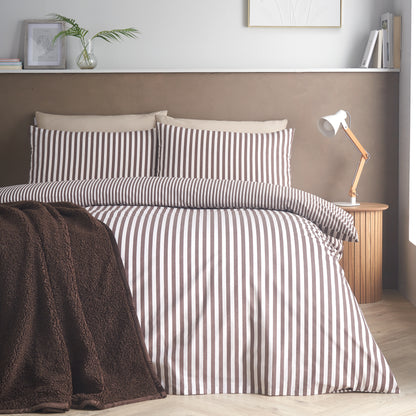 Epping Textured Stripe Chocolate Duvet Set