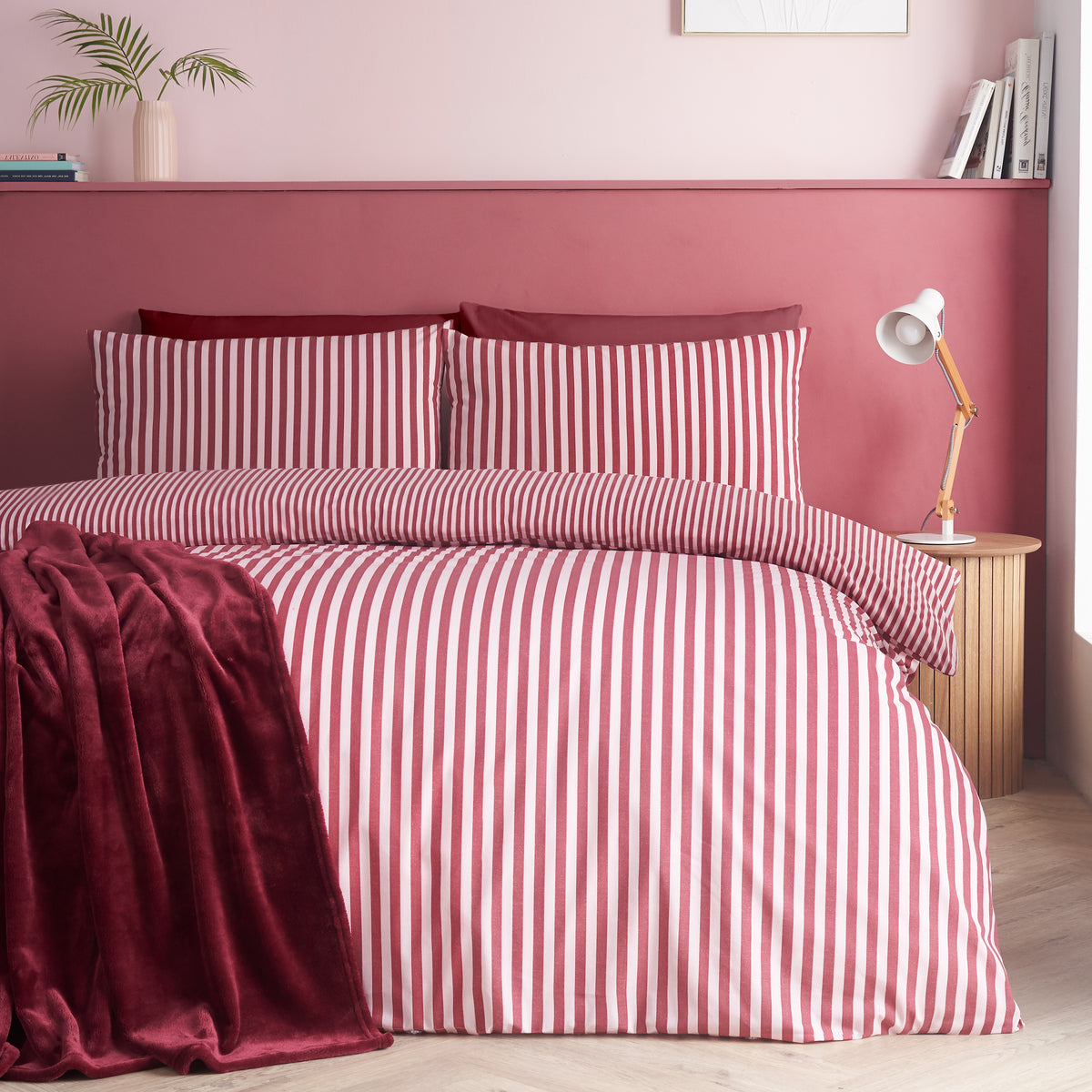 Epping Textured Stripe Burgundy Duvet Set