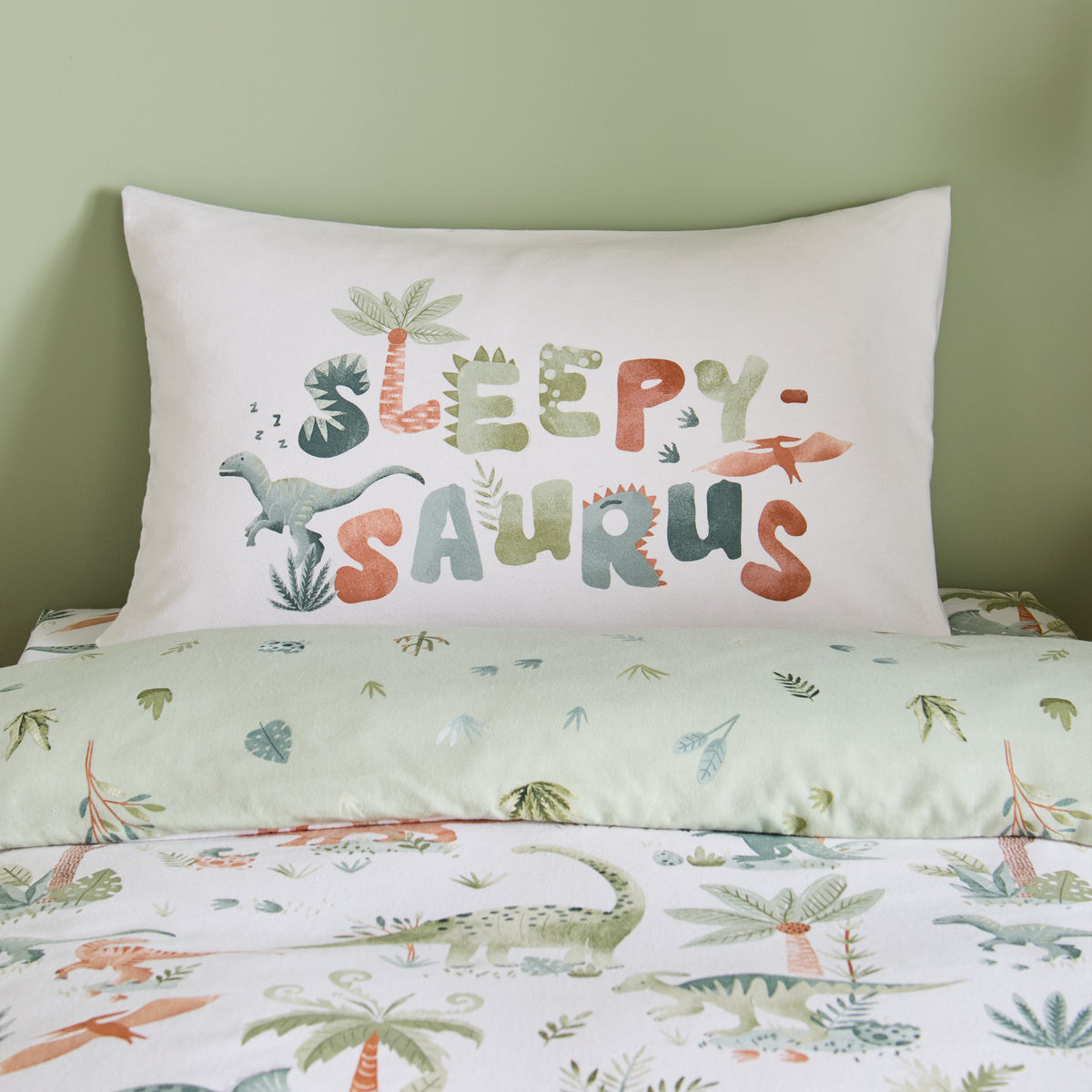 Sleepy Saurus Dino Cream Duvet Set Brushed Cotton