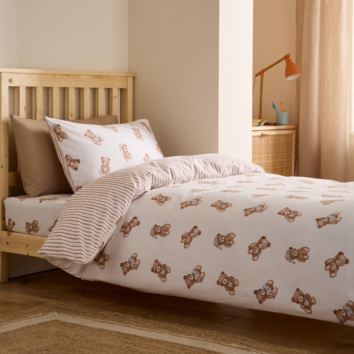 Teddy Bear Cream Duvet Set Brushed Cotton