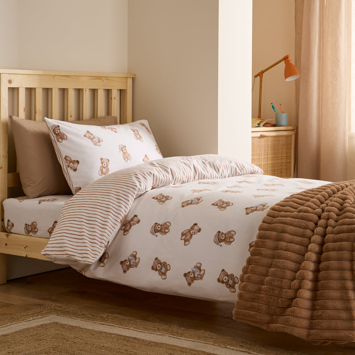 Teddy Bear Cream Duvet Set Brushed Cotton