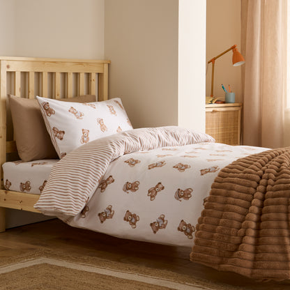 Teddy Bear Cream Duvet Set Brushed Cotton