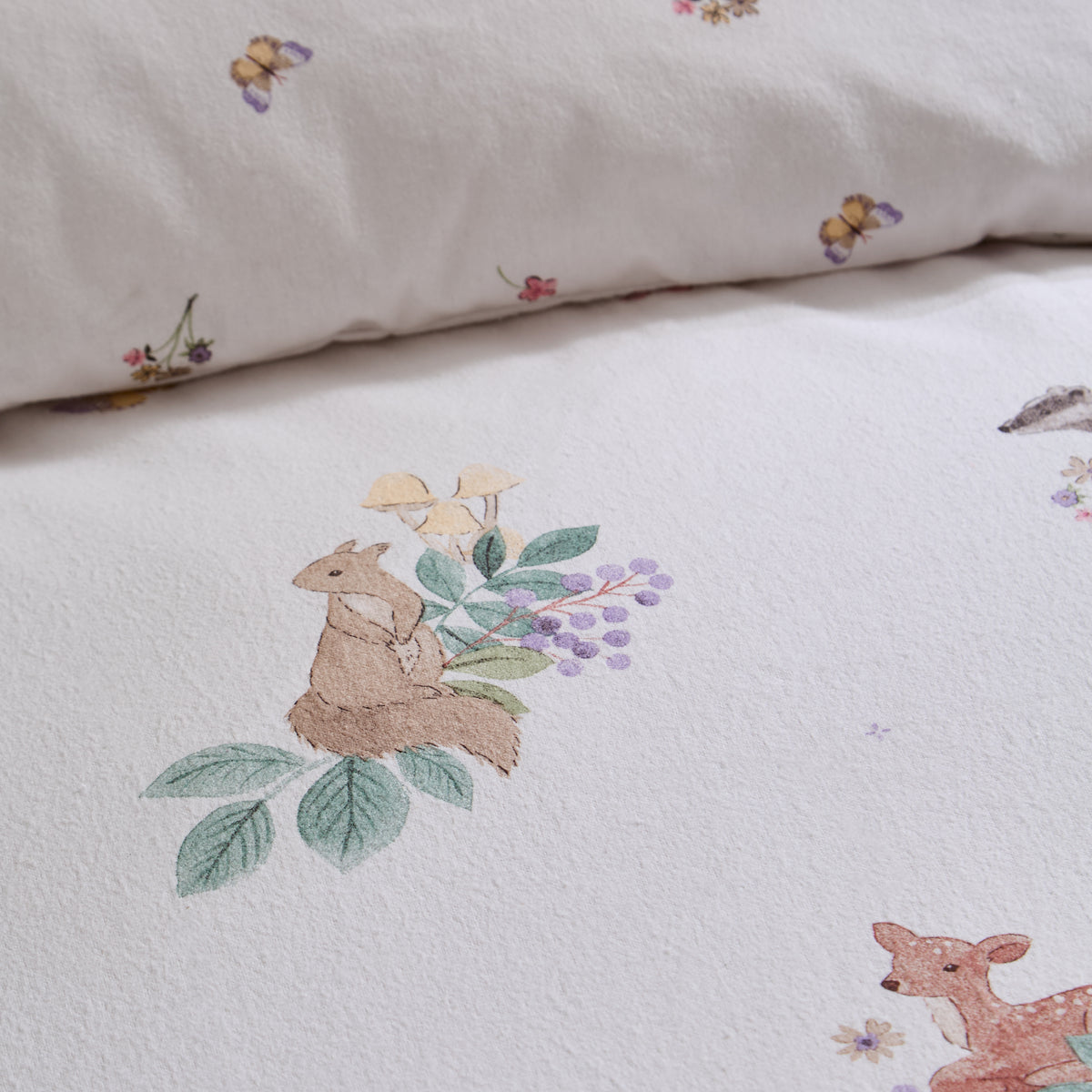 Forest Friends Cream Duvet Set Brushed Cotton