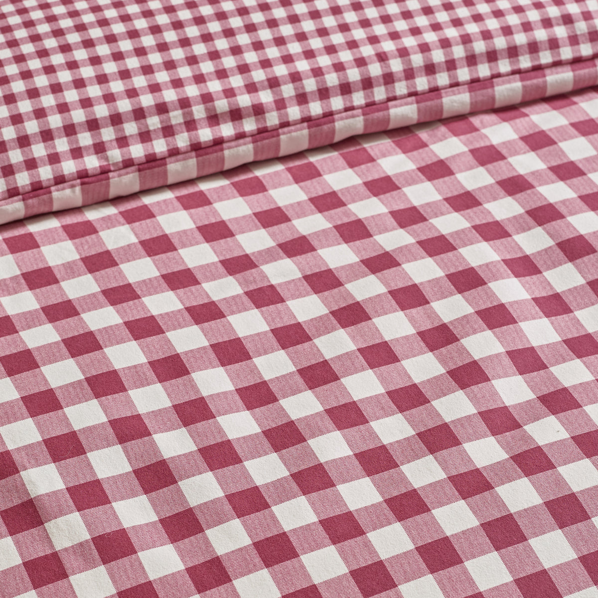 Gingham Burgundy Duvet Set Brushed Cotton