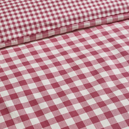 Gingham Burgundy Duvet Set Brushed Cotton