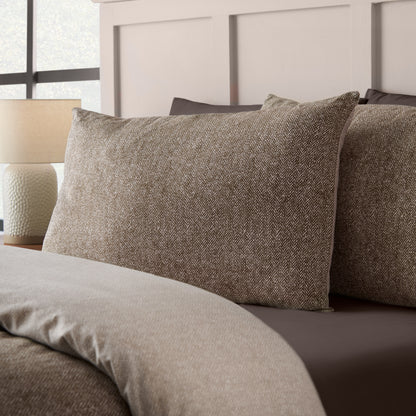 Herringbone Chocolate Duvet Set Brushed Cotton