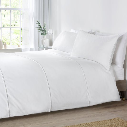 Pom Pom White Duvet Set Brushed Cotton