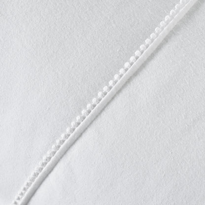 Pom Pom White Duvet Set Brushed Cotton