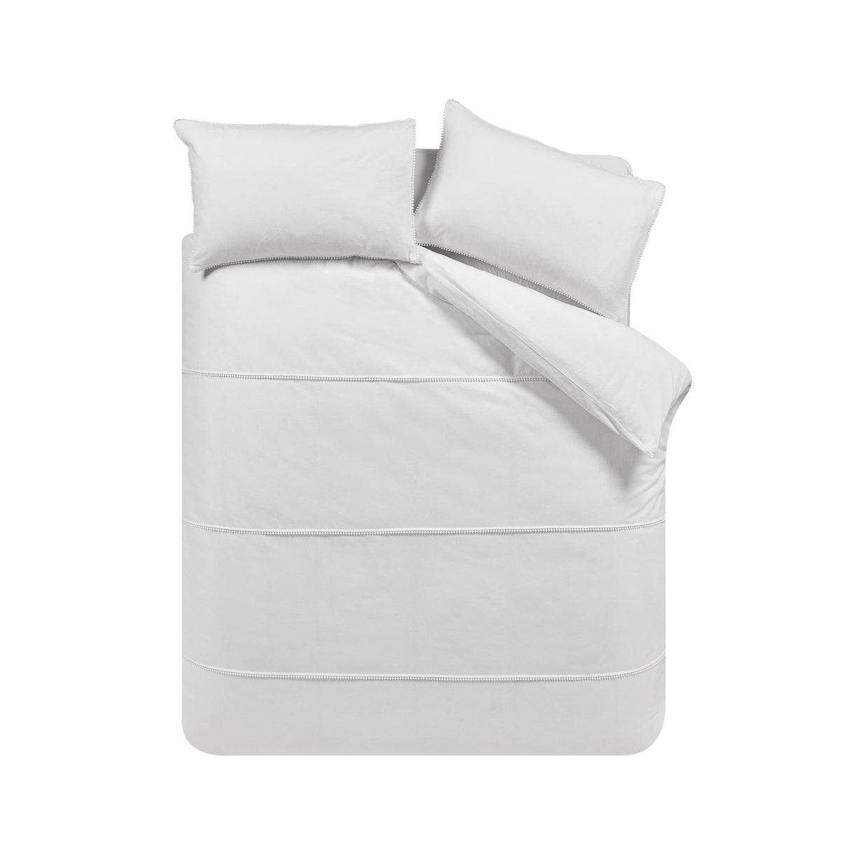Pom Pom White Duvet Set Brushed Cotton