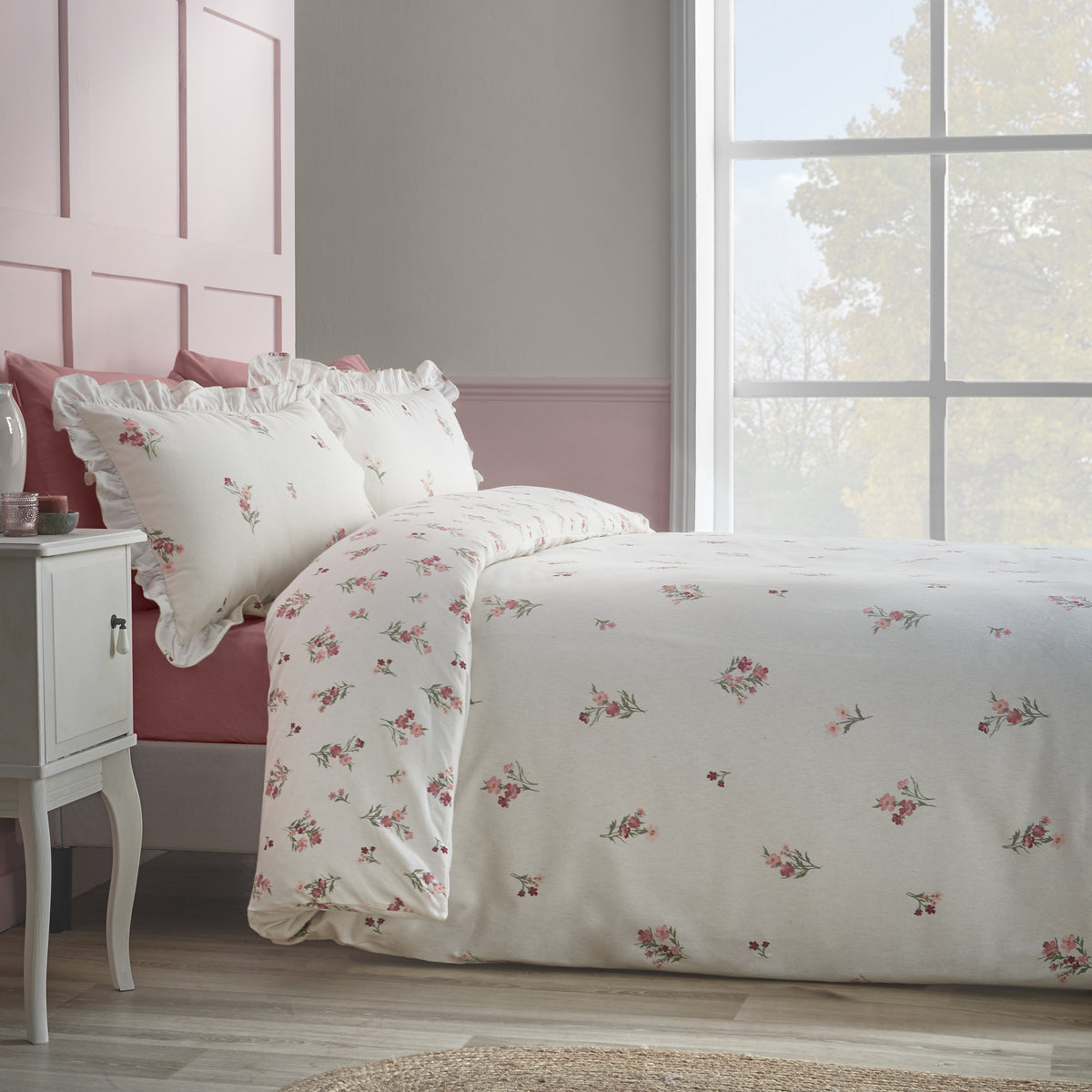 Ditsy Floral Pink Duvet Set Brushed Cotton