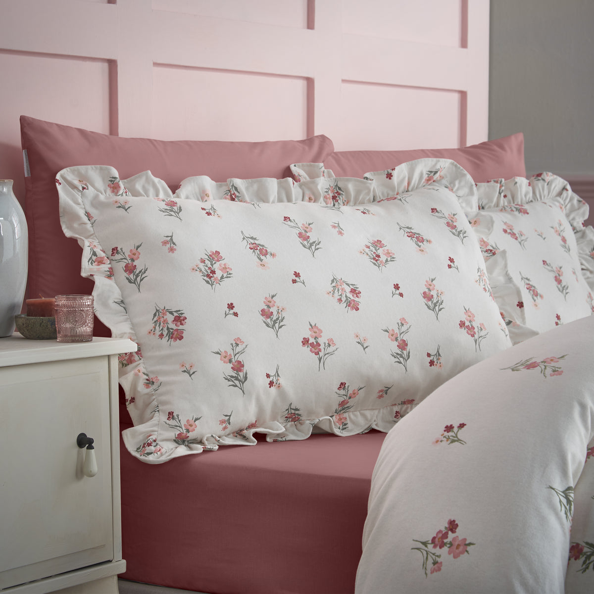 Ditsy Floral Pink Duvet Set Brushed Cotton