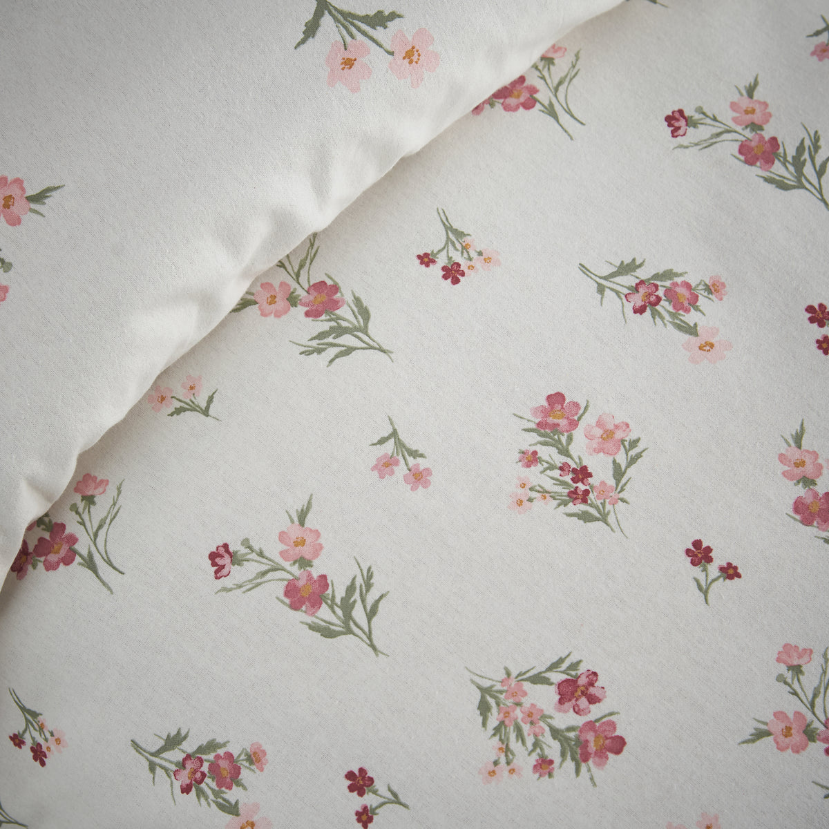 Ditsy Floral Pink Duvet Set Brushed Cotton
