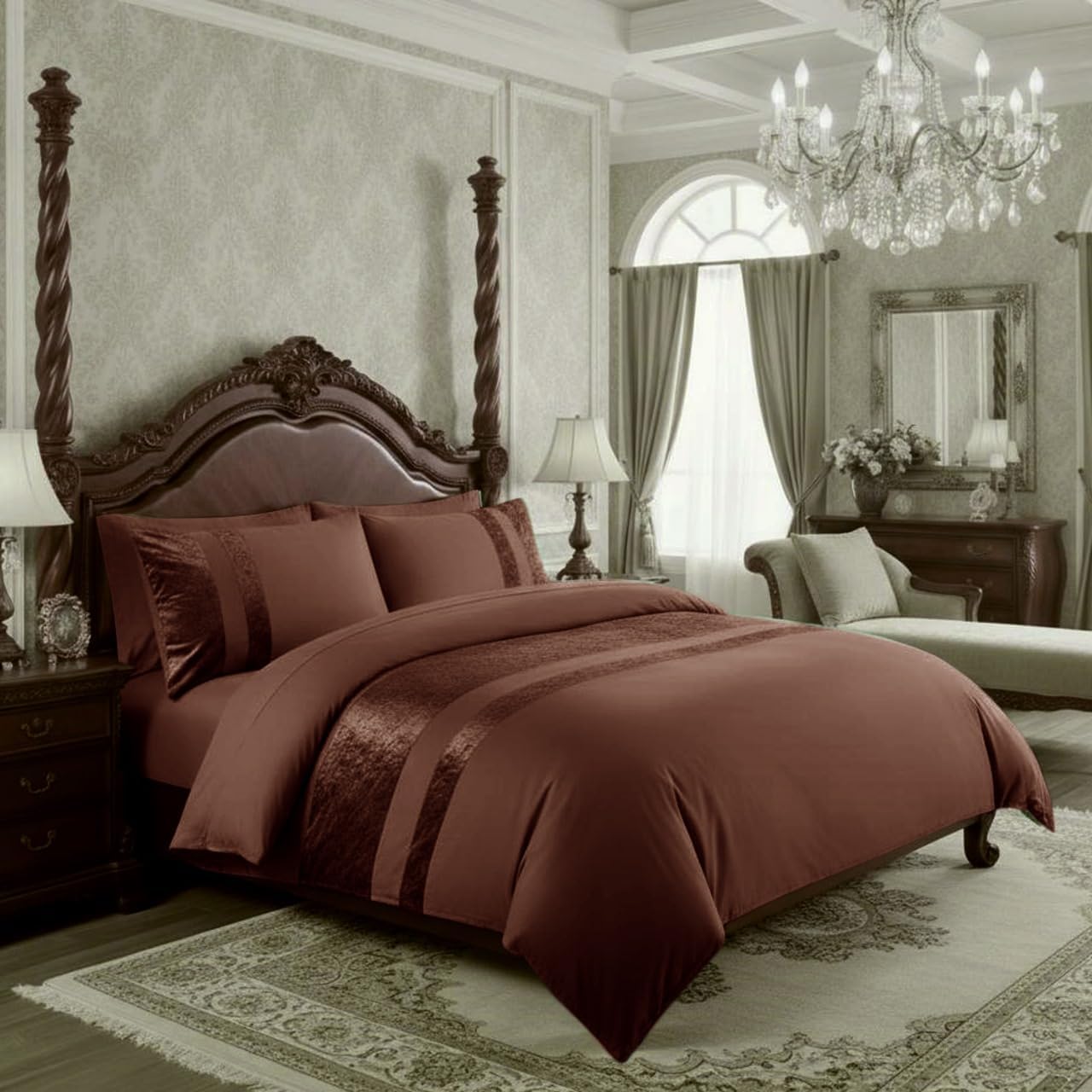 Ashbourne Velvet Panel Duvet Set