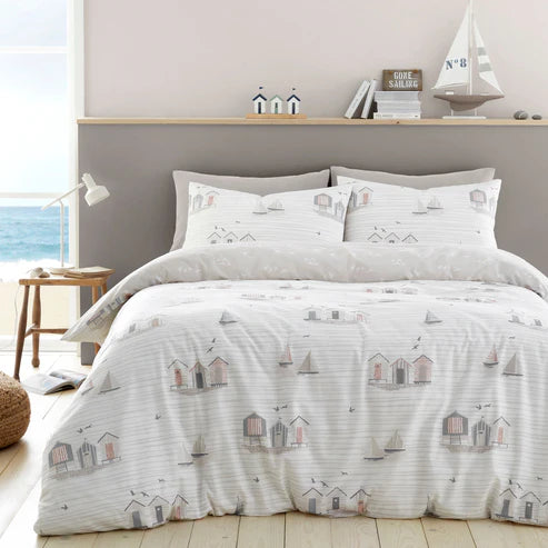Beach Huts Natural Duvet Set