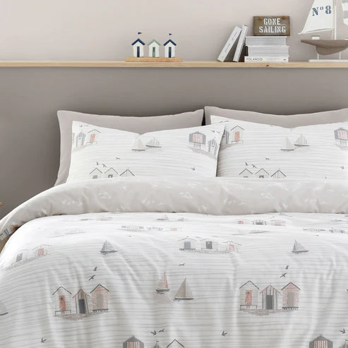 Beach Huts Natural Duvet Set