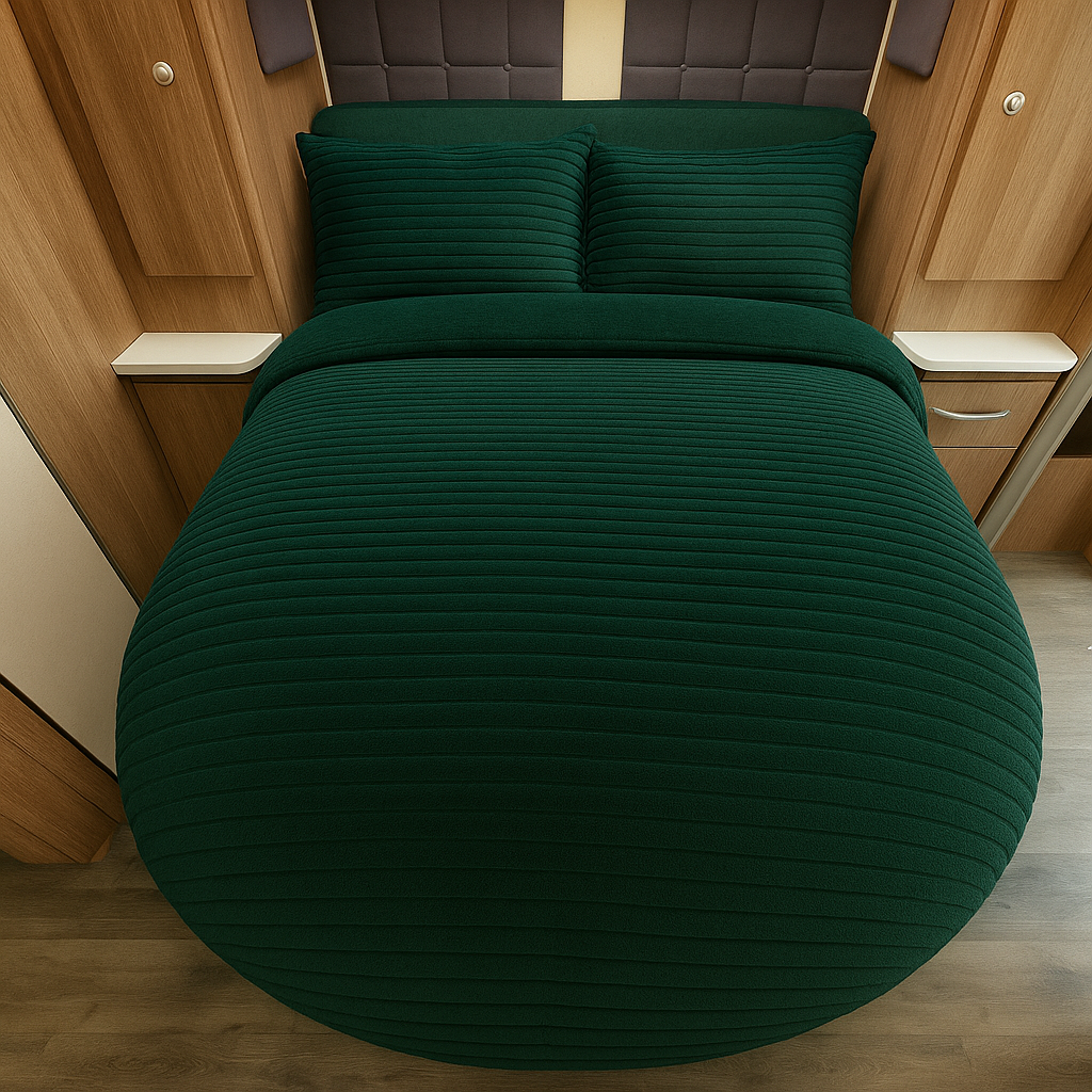 Ribbed Faux Fur Shaped Duvet Set Green | Caravan Bedding – Tuck Me Under