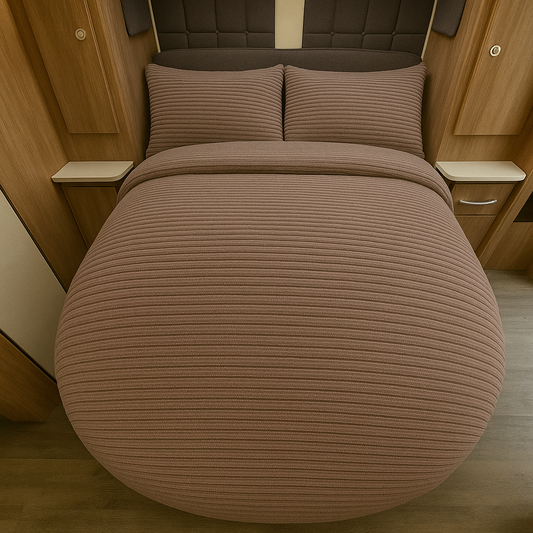 Ribbed Faux Fur Shaped Duvet Set – Mink