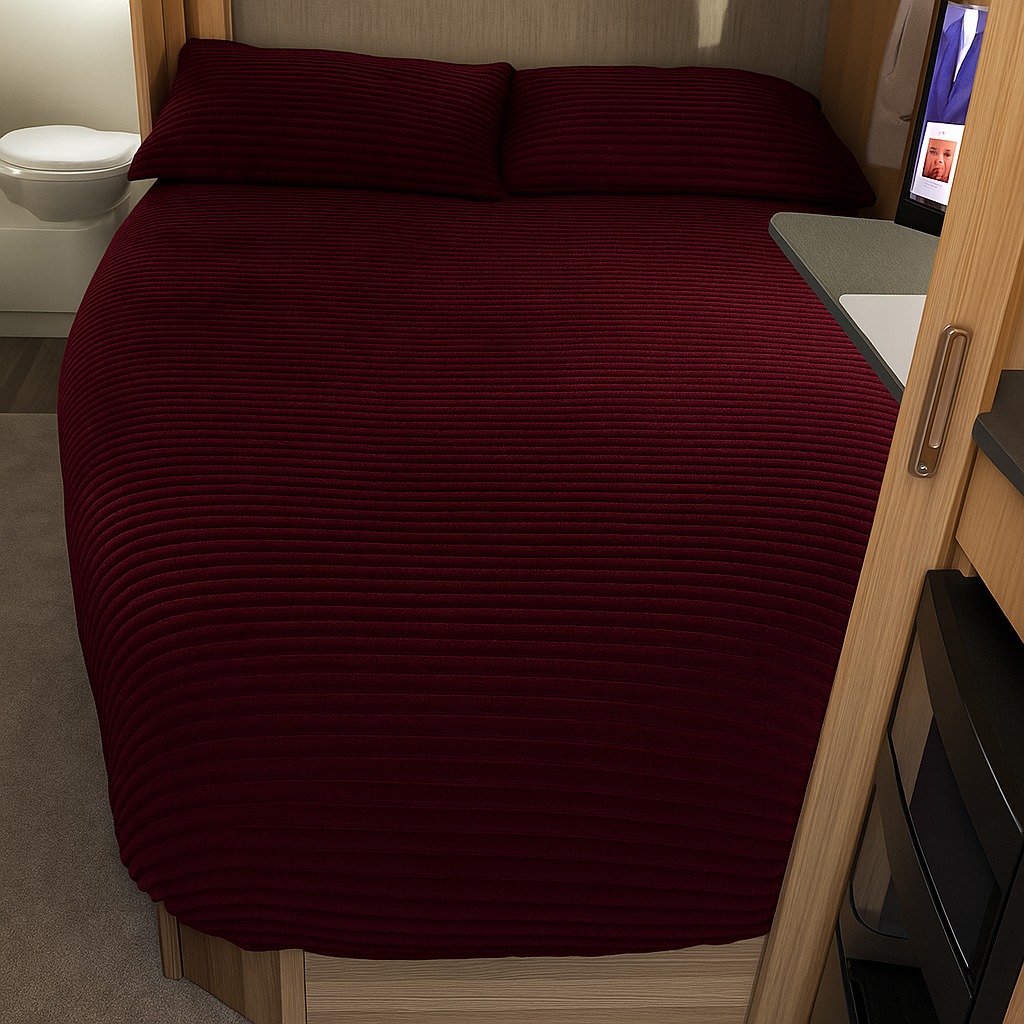 Ribbed Faux Fur Shaped Duvet Set – Burgundy