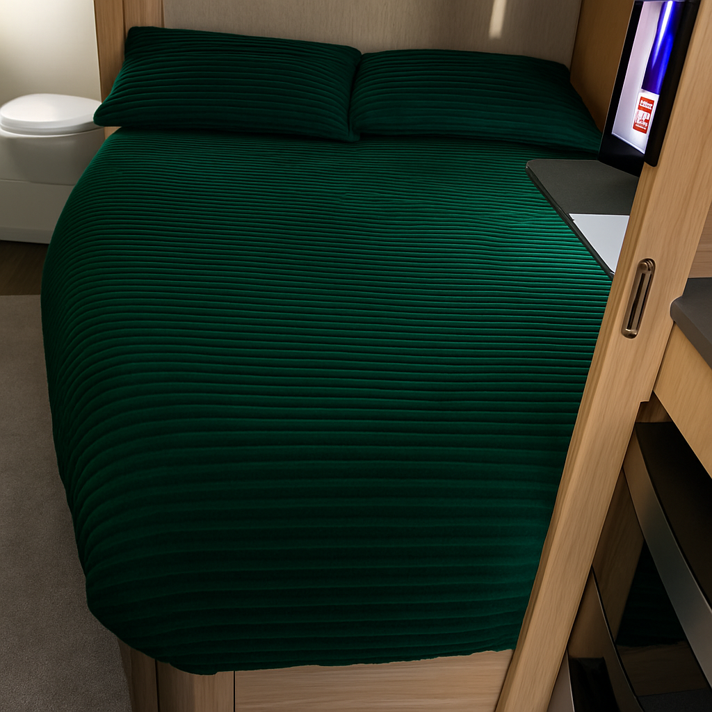 Ribbed Faux Fur Shaped Duvet Set – Green