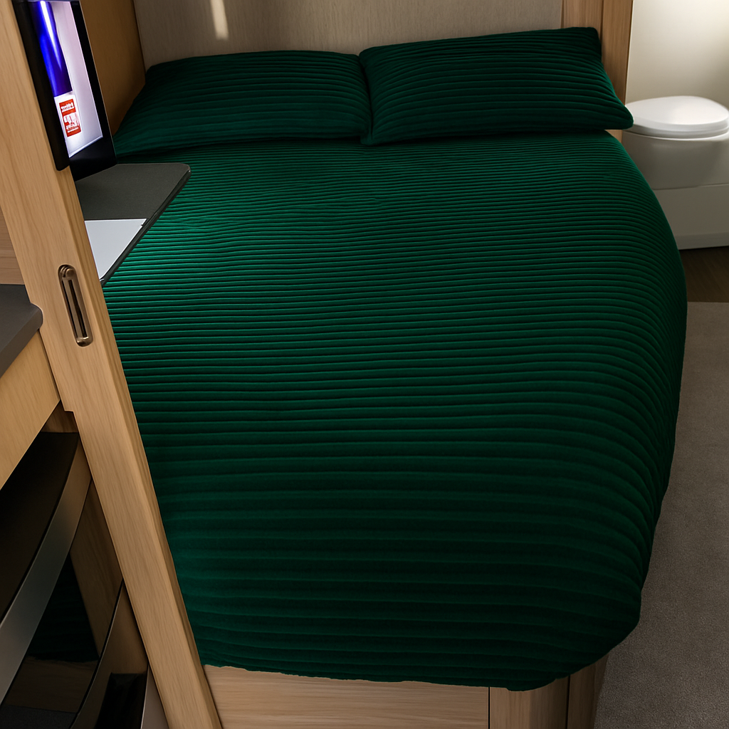 Ribbed Faux Fur Shaped Duvet Set – Green