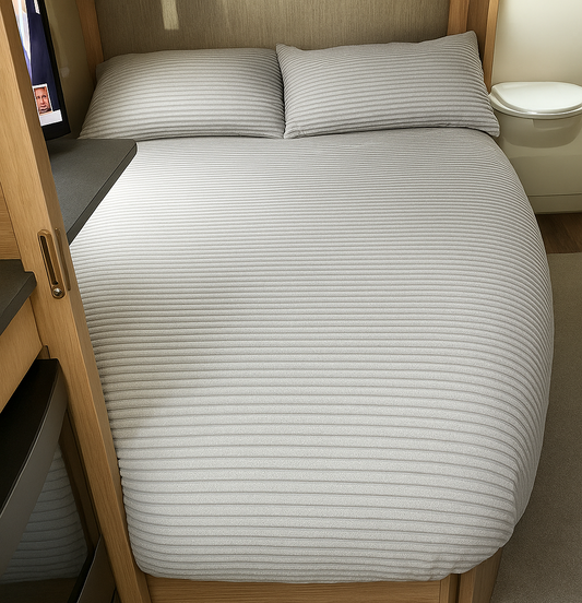 Ribbed Faux Fur Shaped Duvet Set – Silver