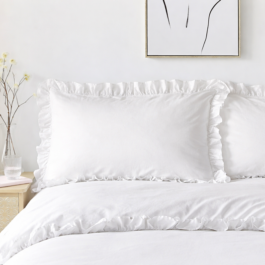 Cassia Frill Shaped Duvet Set – White