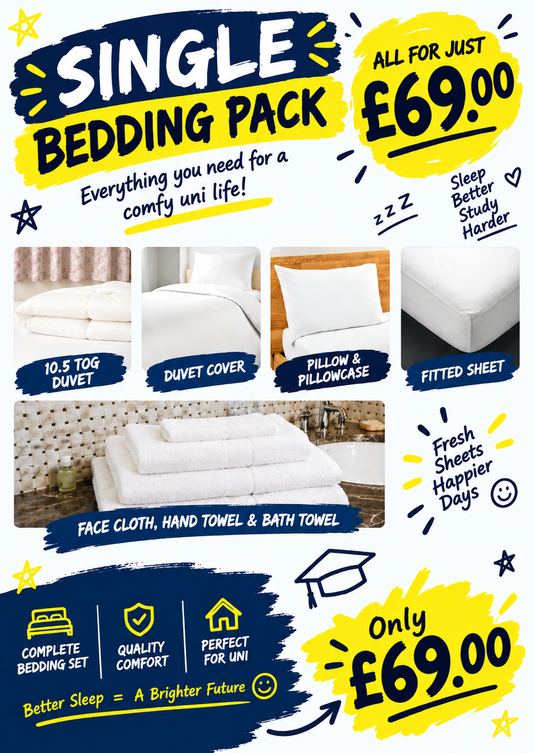 Student Bedding Pack – Complete Single Uni Bedding & Towel Set