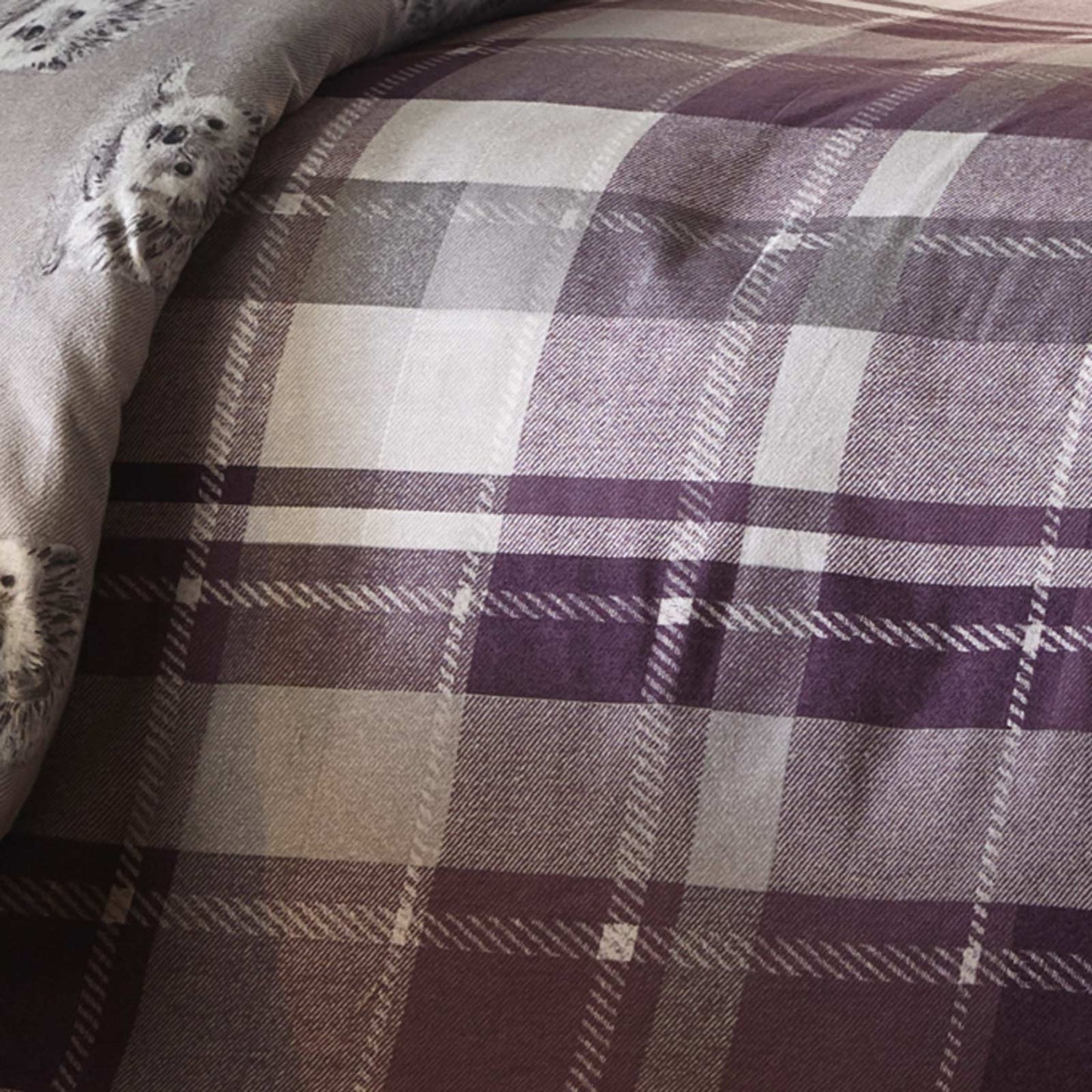 Colville Check Brushed Cotton Double Duvet set Purple