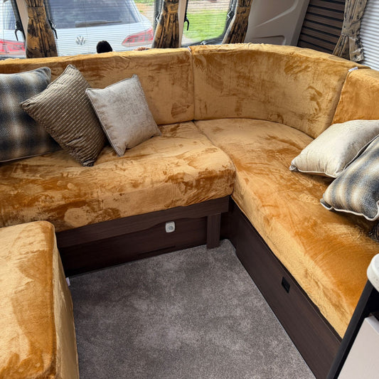 Gold coloured seat covers made for a coachman lusso