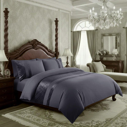 Ashbourne Velvet Panel Duvet Set