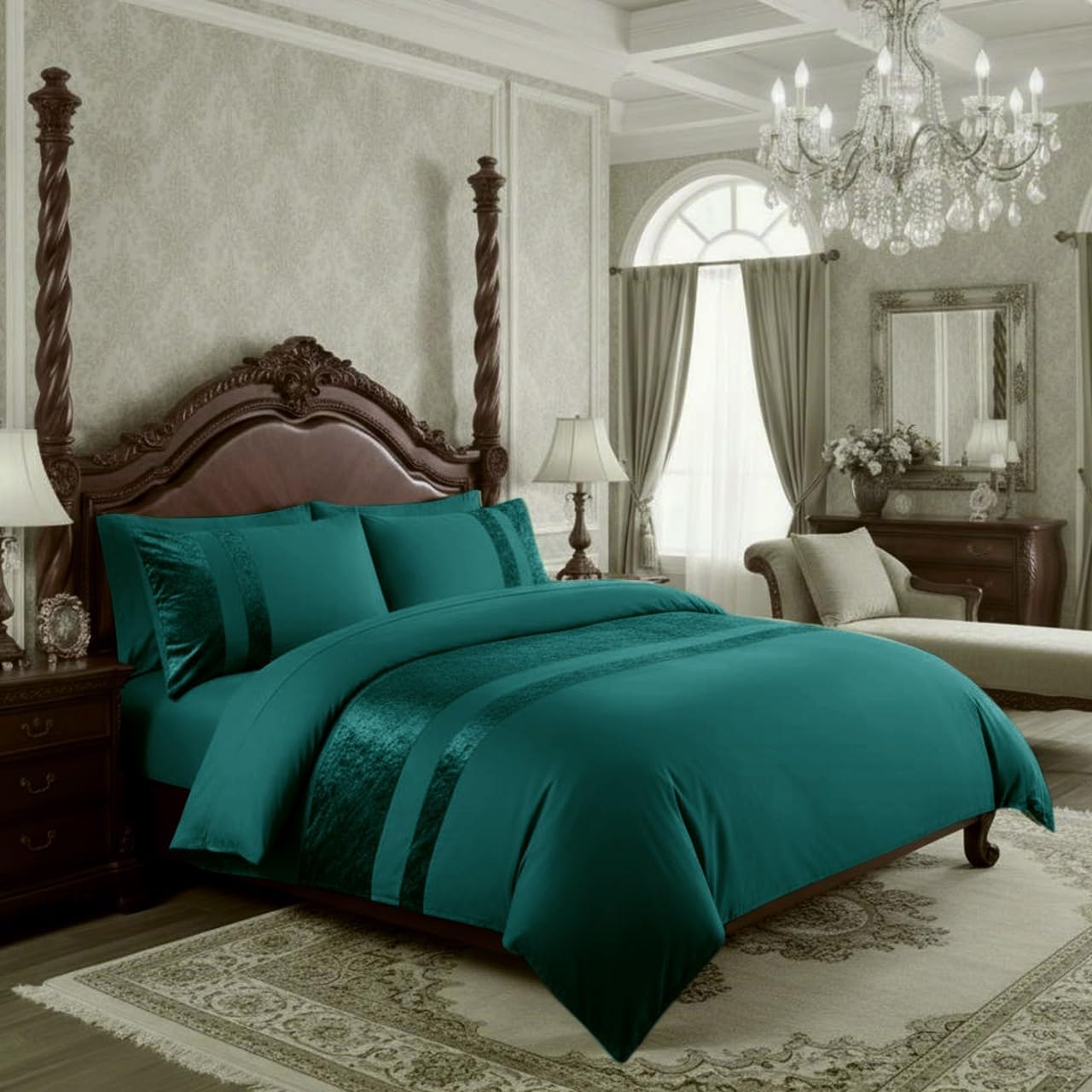 Ashbourne Velvet Panel Duvet Set
