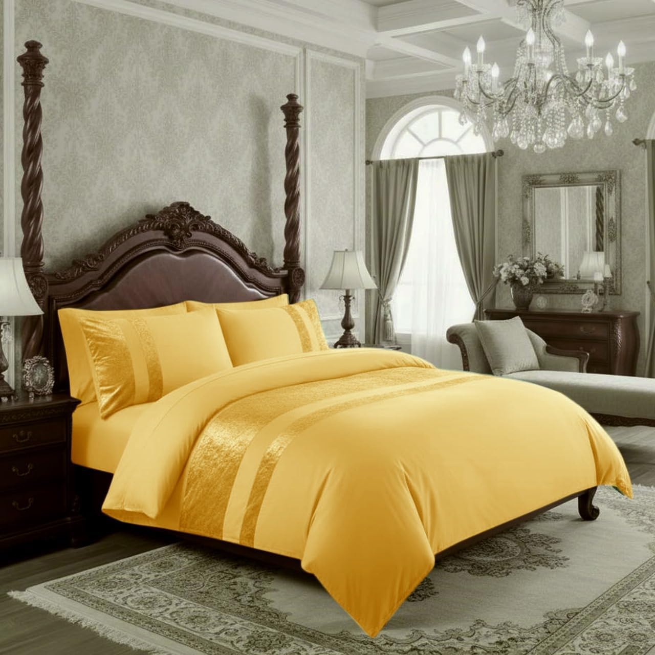 Ashbourne Velvet Panel Duvet Set