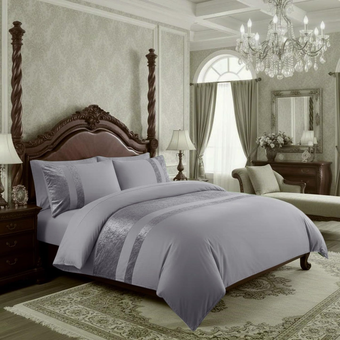 Ashbourne Velvet Panel Duvet Set
