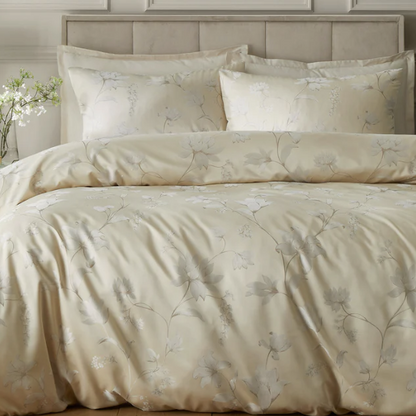 Juego de edredón natural de terciopelo con corte de celosía