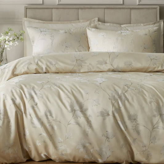 Natürliches Bettdeckenset aus Samt mit Gitterschnitt