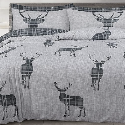 Tartan Stag Grey Duvet Set
