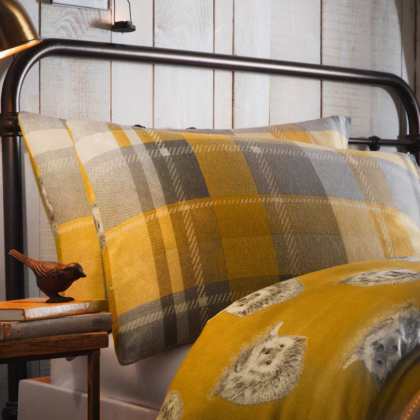 Colville Check Brushed Cotton Double Duvet set Ochre