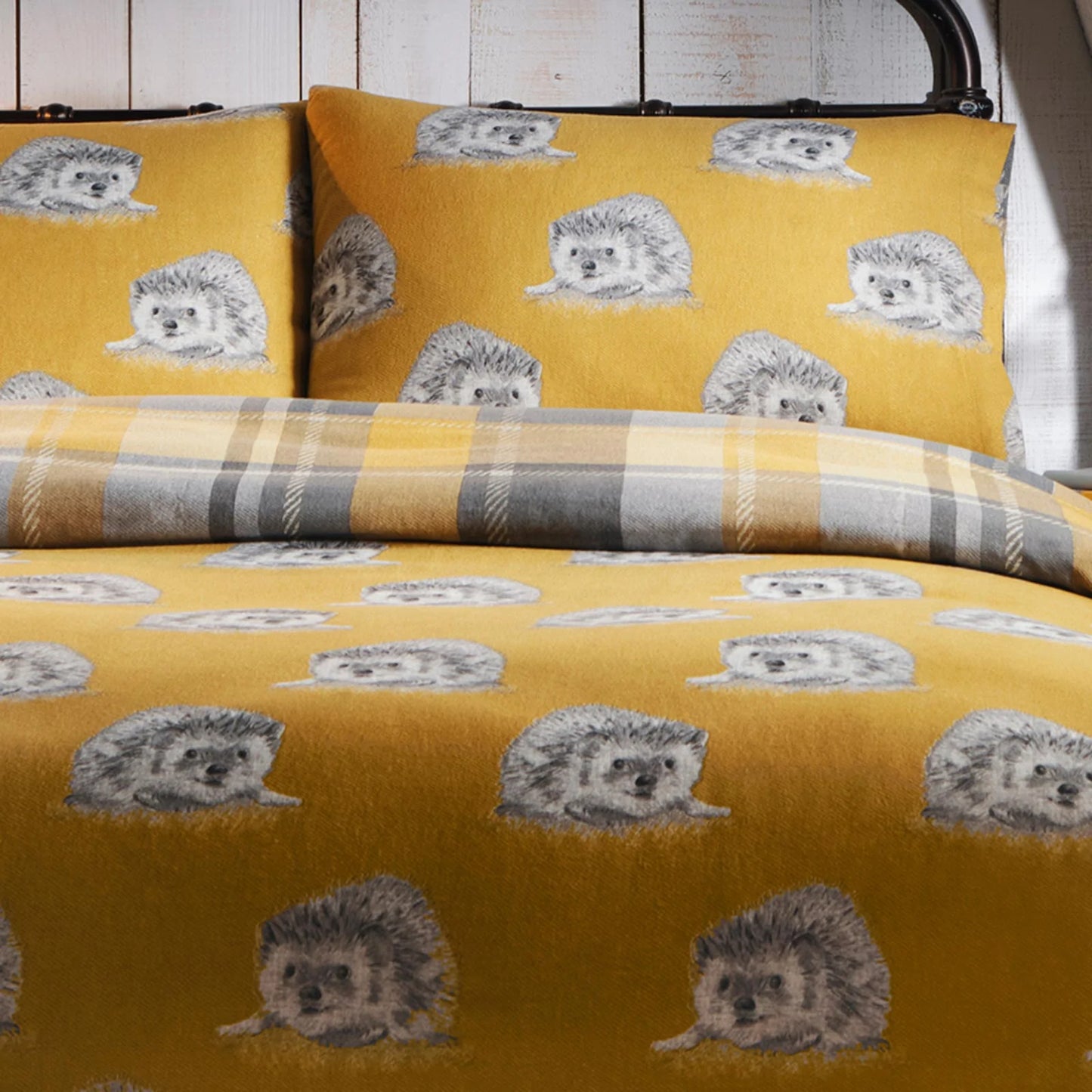 Colville Check Brushed Cotton Double Duvet set Ochre