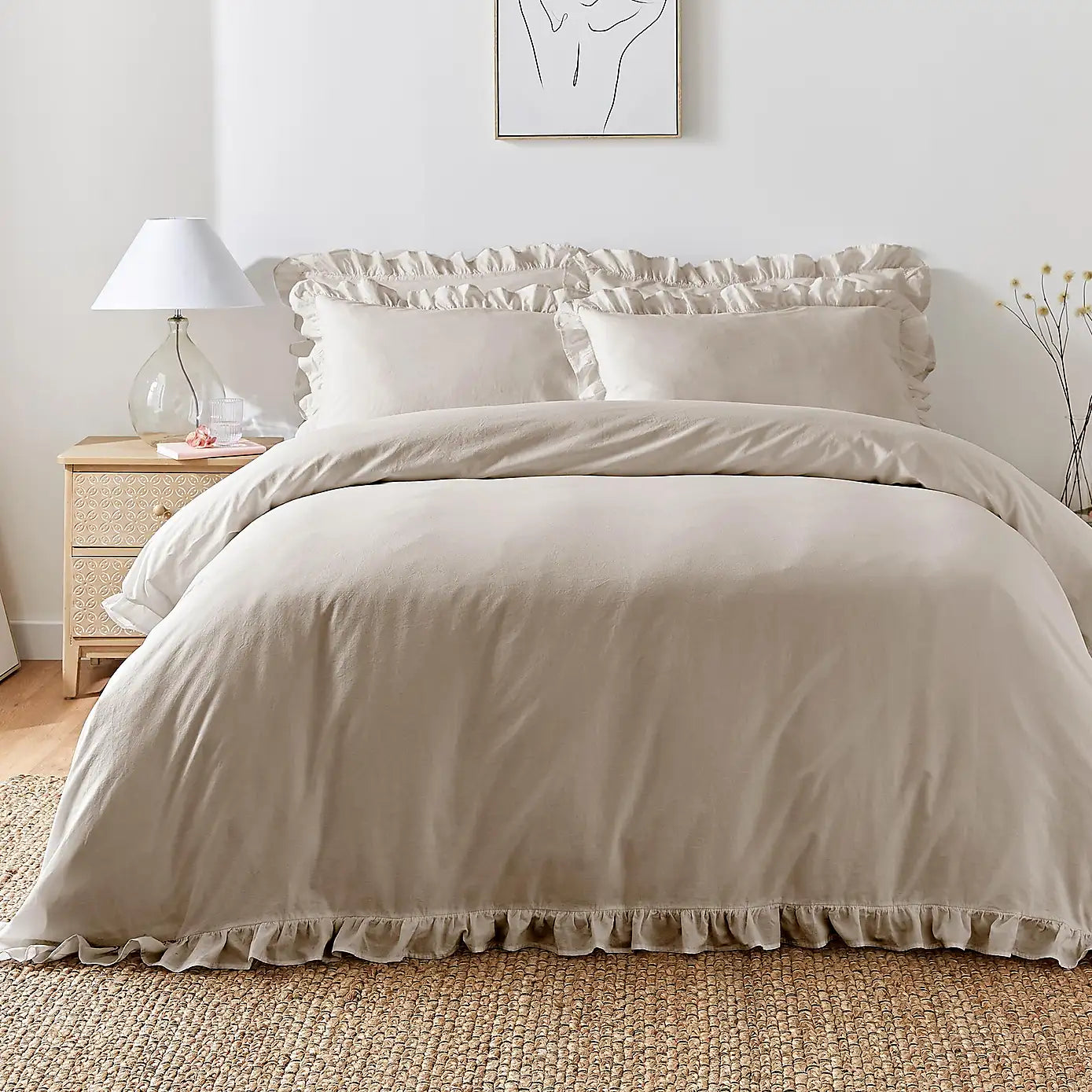 Cassia Frill Shaped Duvet Set – Natural