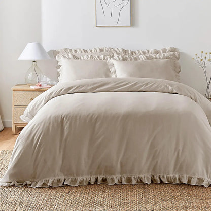 Cassia Frill Shaped Duvet Set – Natural