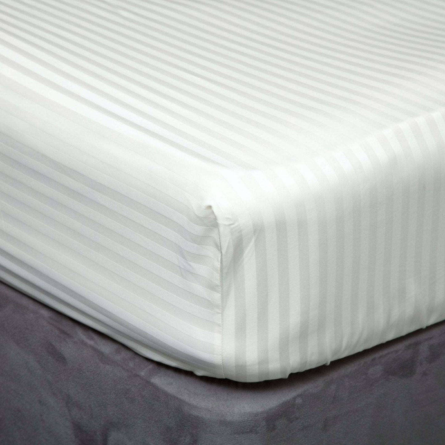 Hotel Suite 540 Count Satin Stripe Fitted Sheet Single