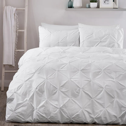 Diamond Pintuck Lara Duvet Set White