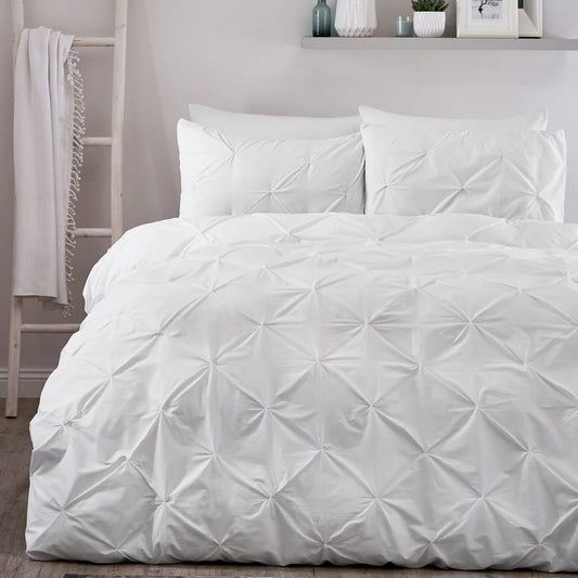 Diamond Pintuck Lara Duvet Set White