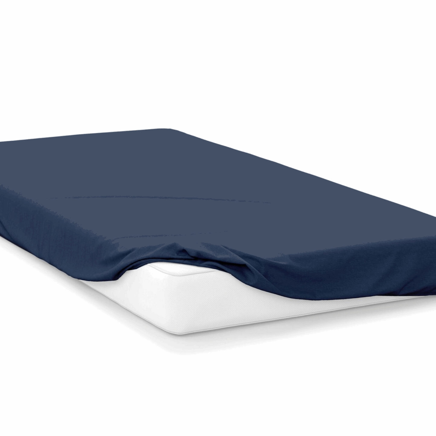 navy  right hand bed shape egyptian cotton fitted sheet