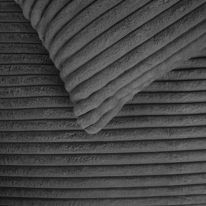 Ribbed Faux Fur Shaped Duvet Set – Charcoal