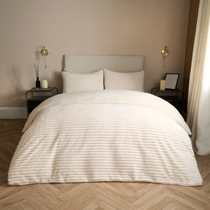 Natürliches Bettdeckenset aus Samt mit Gitterschnitt