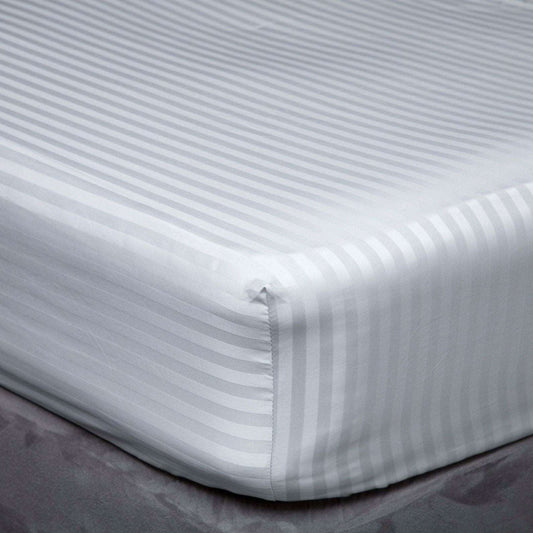 Hotel Suite 540 Count Satin Stripe Fitted Sheet - Right Hand Bedshape